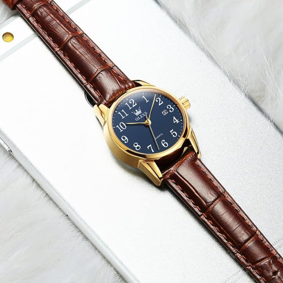 Women's Brown Leather Strap Small Face  Analog Quartz Wrist Waterproof Watch - Picture 7 of 9